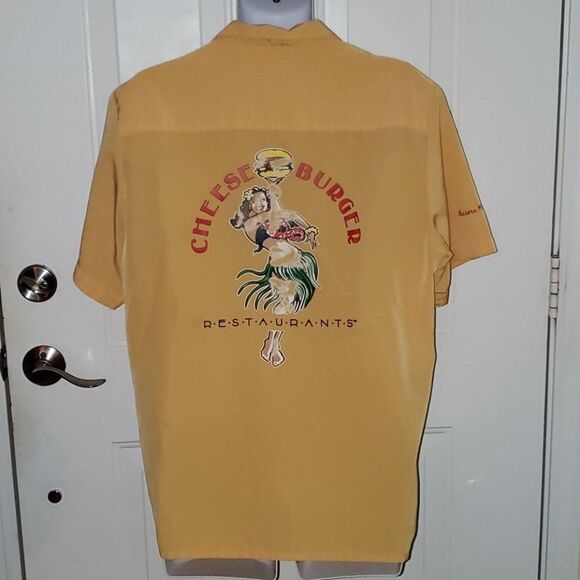 Cheeseburger Restaurant Hula Girl Aloha Shirt Lahaina Maui - Picture 1 of 9